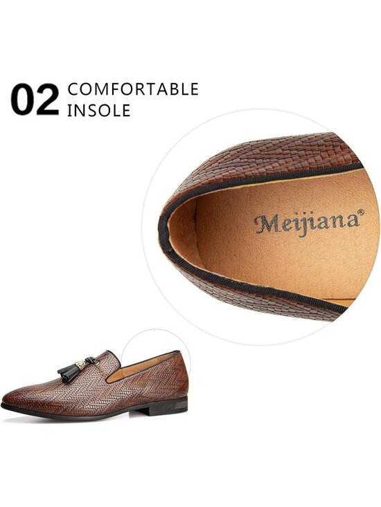 Meijiana Men\'s Brown04 Velvet Loafers Tassel Buckle Slip On Tuxedo Wedding Shoes